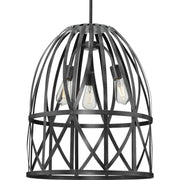 Progress P500344-187 Chastain Collection Three-Light Cerused Black Oak Basket Farmhouse Pendant Light Main Image.jpg