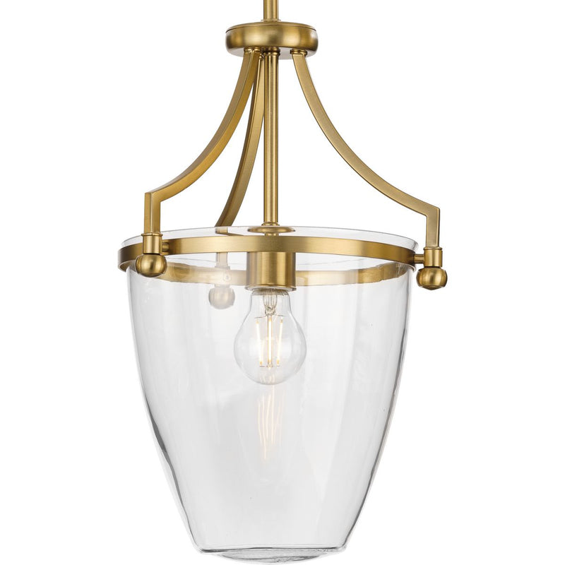 Progress P500360-109 Parkhurst Collection One-Light New Traditional Brushed Bronze Clear Glass Mini-Pendant Light Main Image.jpg