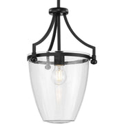 Progress P500360-31M Parkhurst Collection One-Light New Traditional Matte Black Clear Glass Mini-Pendant Light Main Image.jpg