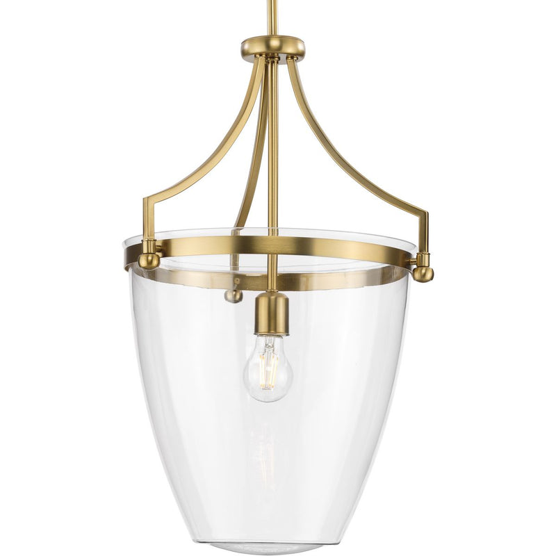 Progress P500361-109 Parkhurst Collection One-Light New Traditional Brushed Bronze Clear Glass Pendant Light Main Image.jpg