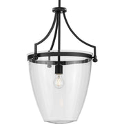 Progress P500361-31M Parkhurst Collection One-Light New Traditional Matte Black Clear Glass Pendant Light Main Image.jpg