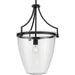 Progress P500361-31M Parkhurst Collection One-Light New Traditional Matte Black Clear Glass Pendant Light Main Image.jpg