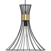 Progress P500365-31M Lorin Collection One-Light Mid-Century Modern Matte Black Metal Pendant Light Main Image.jpg