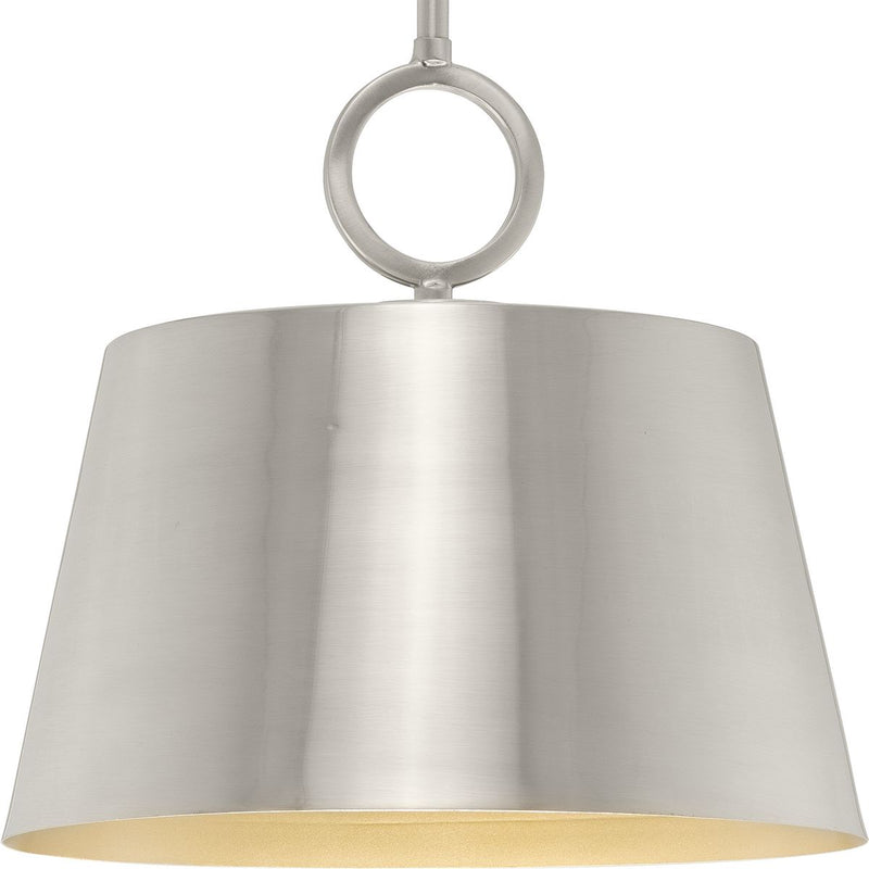 Progress P500367-009 Parkhurst Collection One-Light New Traditional Brushed Nickel Metal Pendant Light Main Image.jpg