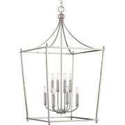 Progress P500371-009 Parkhurst Collection Eight-Light New Traditional Brushed Nickel  Chandelier Foyer Light Main Image.jpg