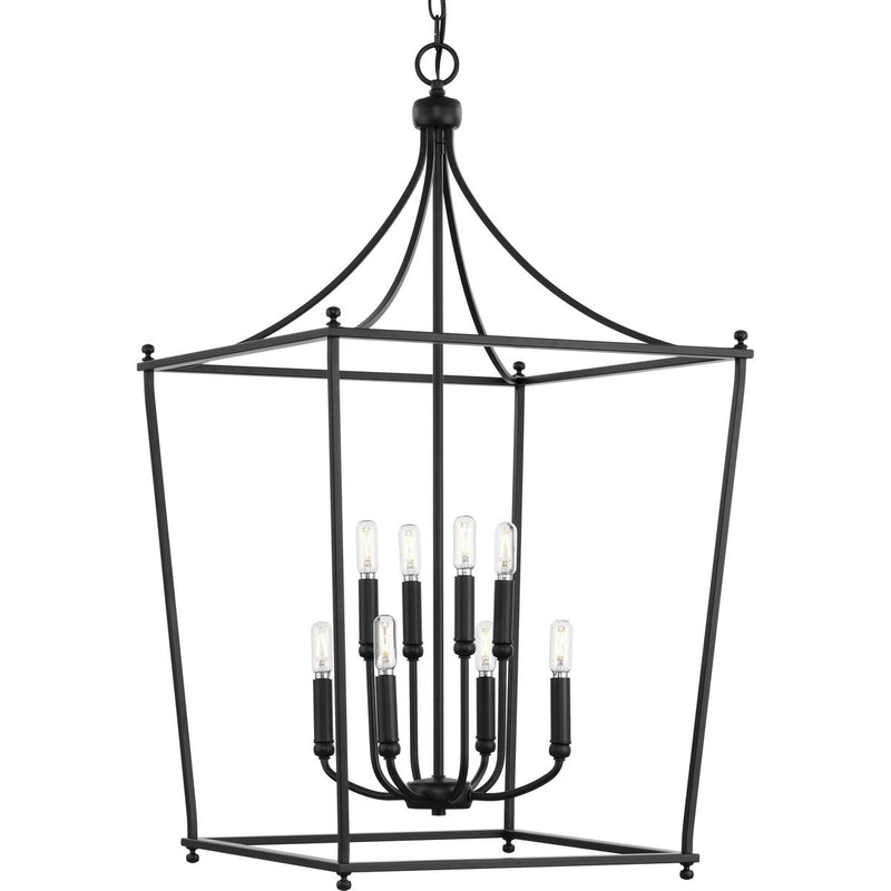 Progress P500371-31M Parkhurst Collection Eight-Light New Traditional Matte Black  Chandelier Foyer Light Main Image.jpg