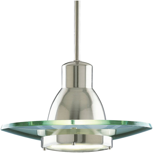 Progress P5003-09 Modern Pendant One-Light Brushed Nickel Clear Glass Mini-Pendant Light Main Image.jpg