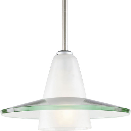 Progress P5011-09 Modern Pendant  One-Light Brushed Nickel Clear and Etched Glass Mini-Pendant Light Main Image.jpg