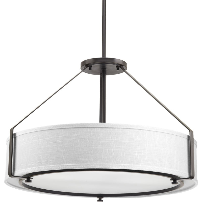 Progress P5015-20 Ratio Collection Four-Light Antique Bronze Fabric Shade Coastal Pendant Light Main Image.jpg
