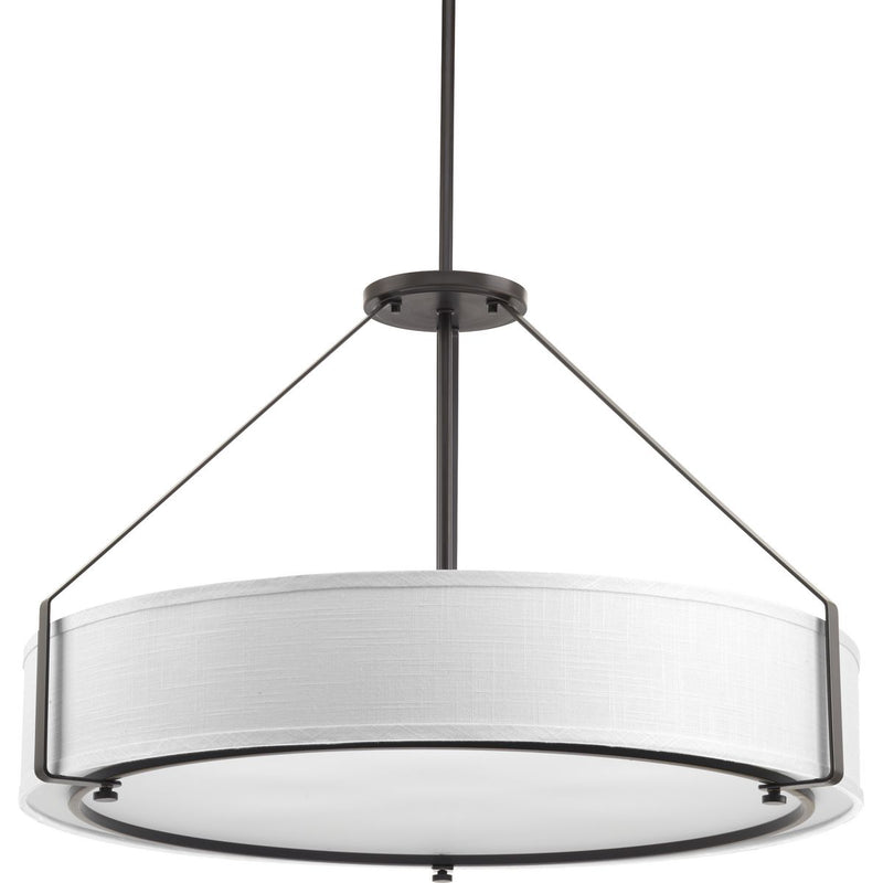 Progress P5021-20 Ratio Collection Six-Light Antique Bronze Fabric Shade Coastal Mini-Pendant Light Main Image.jpg