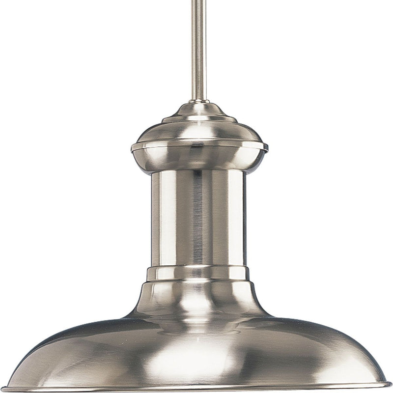 Progress P5024-09 Brookside Collection One-Light Brushed Nickel Spun Metal Shade Coastal Pendant Light Main Image.jpg