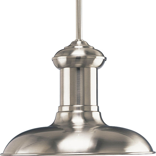 Progress P5024-09 Brookside Collection One-Light Brushed Nickel Spun Metal Shade Coastal Pendant Light Main Image.jpg