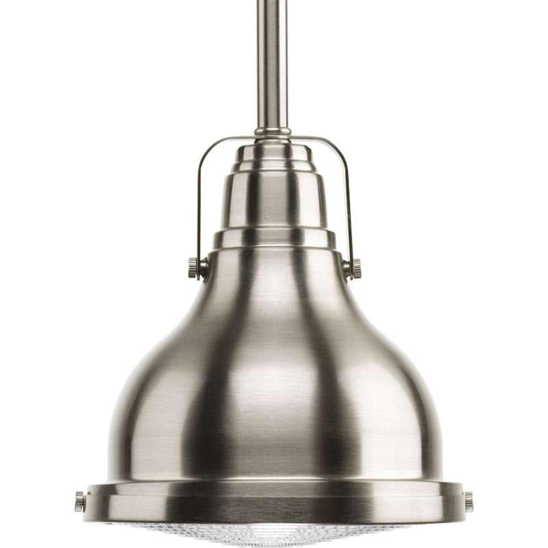 Progress P5050-0930K9 Fresnel Lens LED Collection Brushed Nickel Clear Fresnel Glass Coastal Pendant Light Main Image.jpg