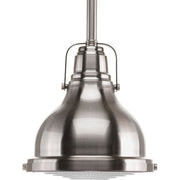 Progress P5050-09 Fresnel Lens Collection One-Light Brushed Nickel Clear Fresnel Glass Coastal Mini-Pendant Light Main Image.jpg