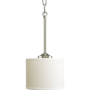 Progress P5065-09 Inspire Collection One-Light Brushed Nickel Off-white Shade Traditional Mini-Pendant Light Main Image.jpg