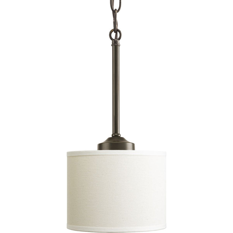 Progress P5065-20 Inspire Collection One-Light Antique Bronze Off-white Shade Traditional Mini-Pendant Light Main Image.jpg