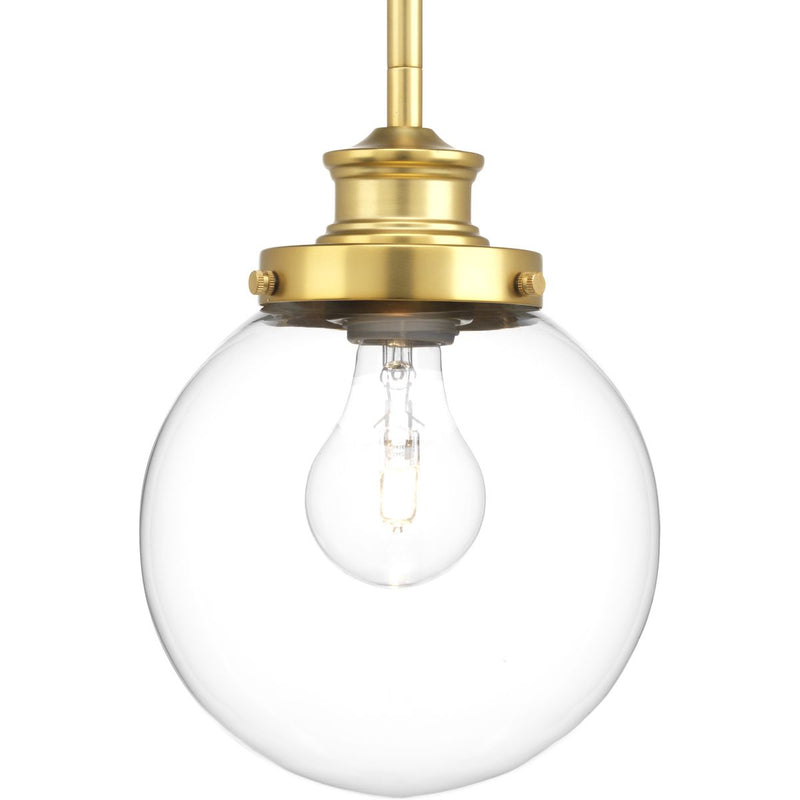 Progress P5067-137 Penn Collection One-Light Natural Brass Clear Glass Farmhouse Mini-Pendant Light Main Image.jpg