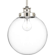 Progress P5070-104 Penn Collection One-Light Polished Nickel Clear Glass Farmhouse Pendant Light Main Image.jpg