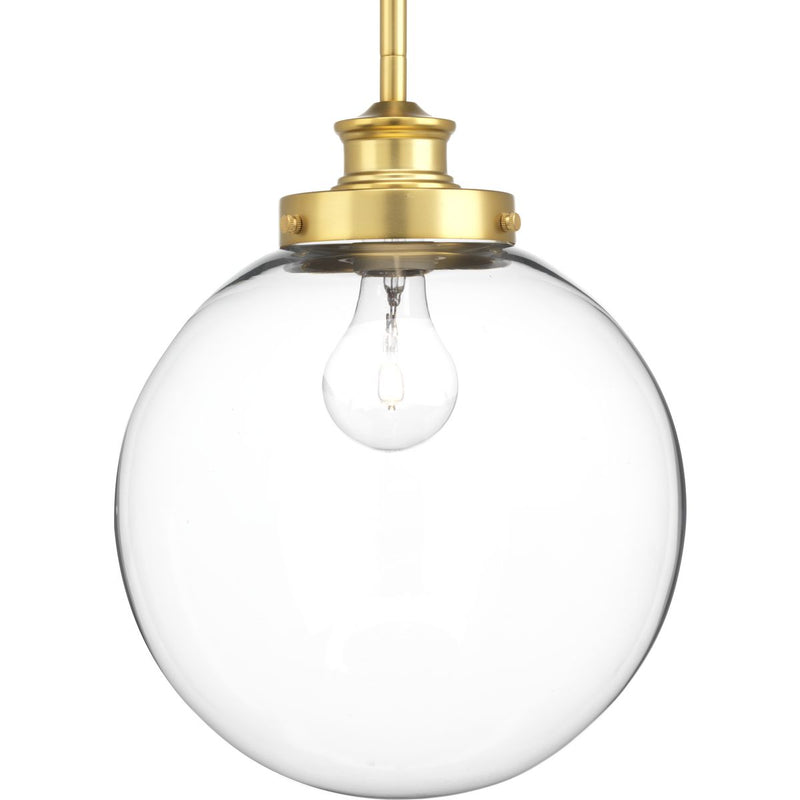 Progress P5070-137 Penn Collection One-Light Natural Brass Clear Glass Farmhouse Pendant Light Main Image.jpg