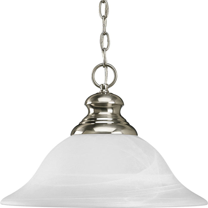 Progress P5090-09 Bedford Collection One-Light Brushed Nickel Etched Alabaster Glass Traditional Pendant Light Main Image.jpg