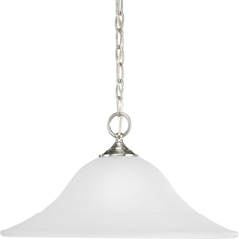 Progress P5095-09 Trinity Collection One-Light Brushed Nickel Etched Glass Traditional Pendant Light Main Image.jpg