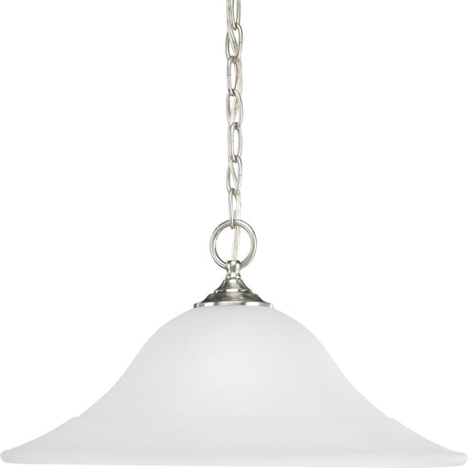 Progress P5095-09 Trinity Collection One-Light Brushed Nickel Etched Glass Traditional Pendant Light Main Image.jpg