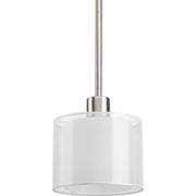 Progress P5110-09 Invite Collection One-Light Brushed Nickel White Mylar Shade New Traditional Mini-Pendant Light Main Image.jpg
