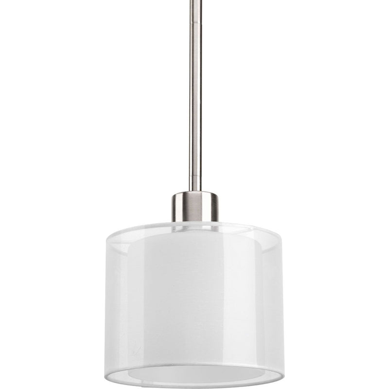 Progress P5110-09 Invite Collection One-Light Brushed Nickel White Mylar Shade New Traditional Mini-Pendant Light Main Image.jpg