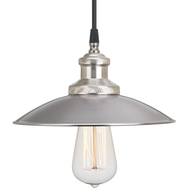 Progress P5161-81 Archives Collection One-Light Antique Nickel PMS Matte Cool Grey #9 Shade Farmhouse Mini-Pendant Light Main Image.jpg