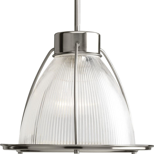 Progress P5182-09 Prismatic Glass Collection One-Light Brushed Nickel Clear Prismatic Glass Coastal Mini-Pendant Light Main Image.jpg