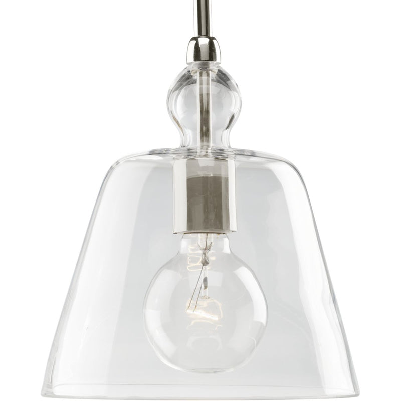 Progress P5184-104 Clear Glass One-Light Polished Nickel Coastal Mini-Pendant Light Main Image.jpg