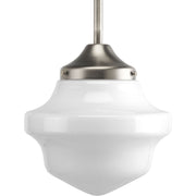 Progress P5196-09 School House Pendant Collection One-Light Brushed Nickel White Opal Glass Coastal Mini-Pendant Light Main Image.jpg