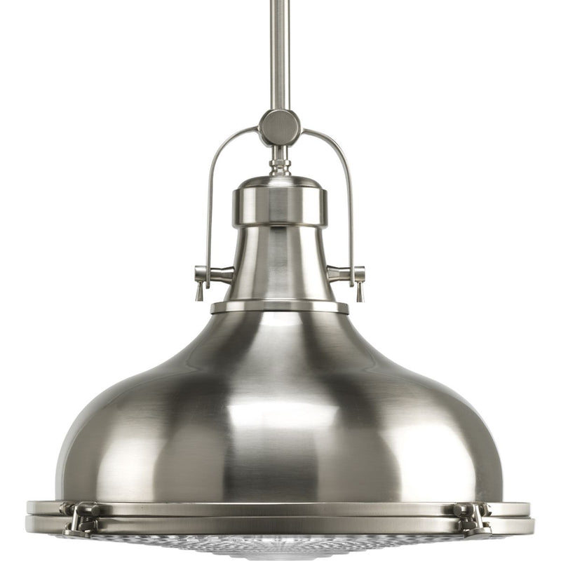 Progress P5197-09 Fresnel Lens Collection One-Light Brushed Nickel Fresnel Glass Coastal Pendant Light Main Image.jpg