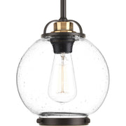 Progress P5309-20 Chronicle Collection One-Light Antique Bronze Clear Seeded White Opal Glass Coastal Mini-Pendant Light Main Image.jpg