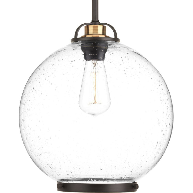 Progress P5311-20 Chronicle Collection One-Light Antique Bronze Clear Seeded Opal Etched Glass Coastal Pendant Light Main Image.jpg
