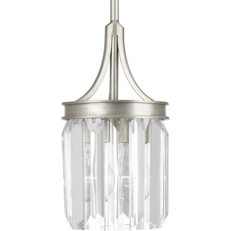 Progress P5320-134 Glimmer Collection One-Light Silver Ridge Clear Glass Luxe Mini-Pendant Light Main Image.jpg