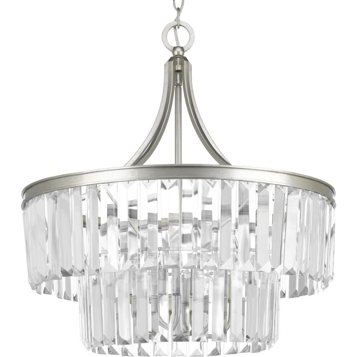 Progress P5321-134 Glimmer Collection Five-Light Silver Ridge Clear Glass Luxe Pendant Light Main Image.jpg