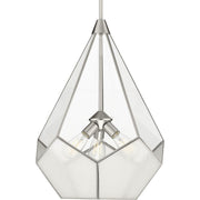 Progress P5322-09 Cinq Collection Three-Light Brushed Nickel Clear Glass Global Pendant Light Main Image.jpg