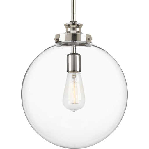 Progress P5328-104 Penn Collection One-Light Polished Nickel Clear Glass Farmhouse Pendant Light Main Image.jpg