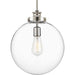 Progress P5328-104 Penn Collection One-Light Polished Nickel Clear Glass Farmhouse Pendant Light Main Image.jpg