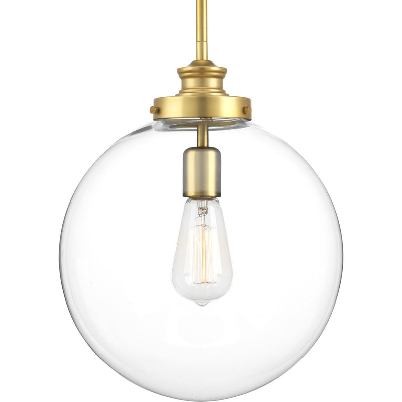 Progress P5328-137 Penn Collection One-Light Natural Brass Clear Glass Farmhouse Pendant Light Main Image.jpg