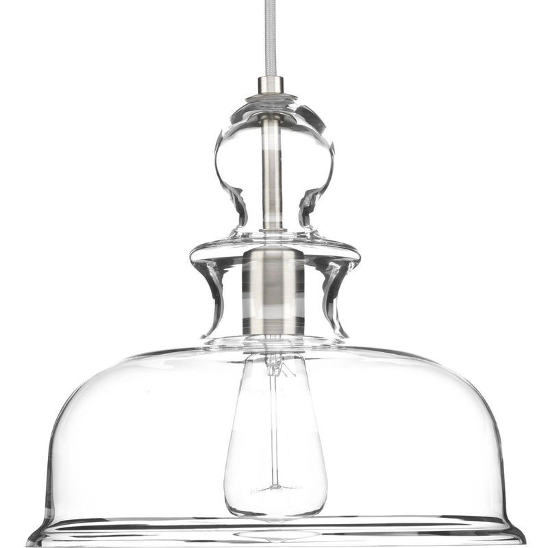 Progress P5332-09 Staunton Collection One-Light Brushed Nickel Clear Glass Global Pendant Light Main Image.jpg