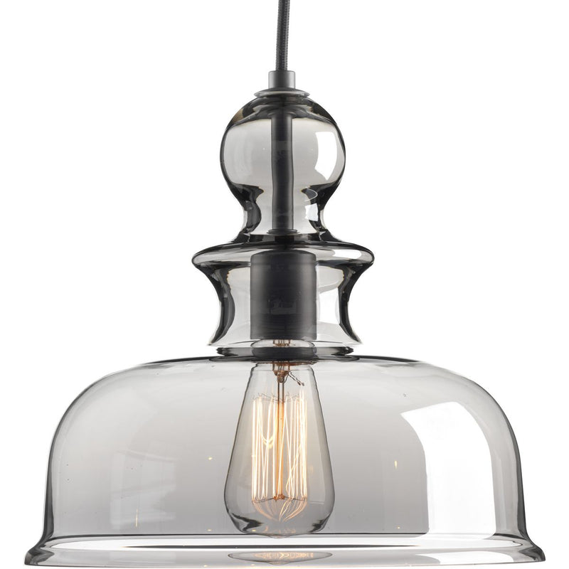 Progress P5332-143 Staunton Collection One-Light Graphite Smoke Glass Global Pendant Light Main Image.jpg