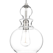 Progress P5334-09 Staunton Collection One-Light Brushed Nickel Clear Glass Global Pendant Light Main Image.jpg