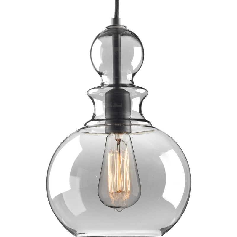 Progress P5334-143 Staunton Collection One-Light Graphite Smoke Glass Global Pendant Light Main Image.jpg