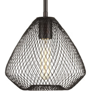 Progress P5337-20 Mesh Collection One-Light Antique Bronze Farmhouse Pendant Light Main Image.jpg