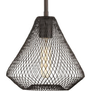Progress P5338-20 Mesh Collection One-Light Antique Bronze Farmhouse Pendant Light Main Image.jpg