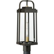 Progress P540090-020 Walcott Collection  One-Light  Antique Bronze with Brasstone Accents Clear Glass Transitional Outdoor Post Light Main Image.jpg