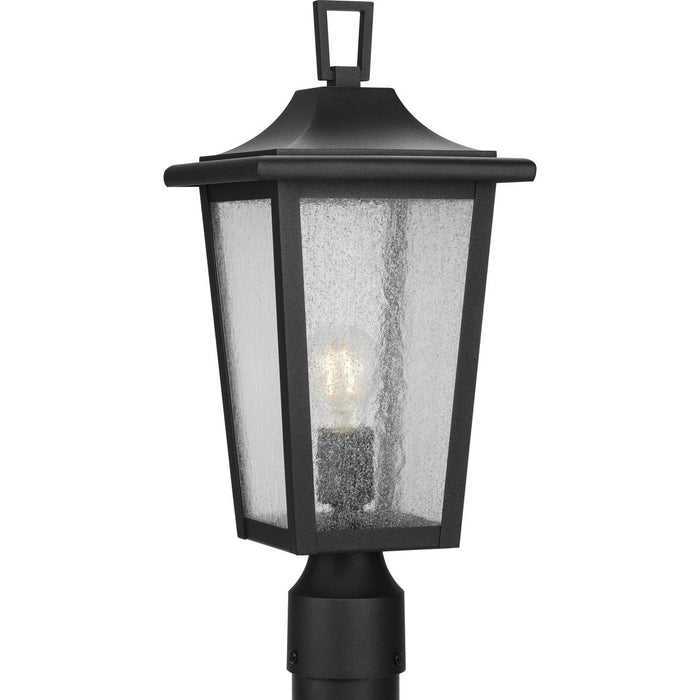 Progress P540093-031 Padgett Collection One-Light Transitional Textured Black Clear Seeded Glass Outdoor Post Light Main Image.jpg