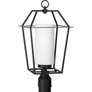Progress P540120-031 Chilton Collection One-Light New Traditional Textured Black Etched Opal Glass Outdoor Post Light Main Image.jpg